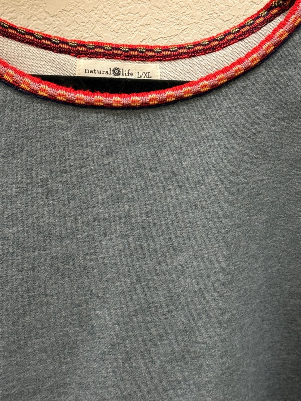 Natural Life Grey Sweatshirt with Colorful Trim